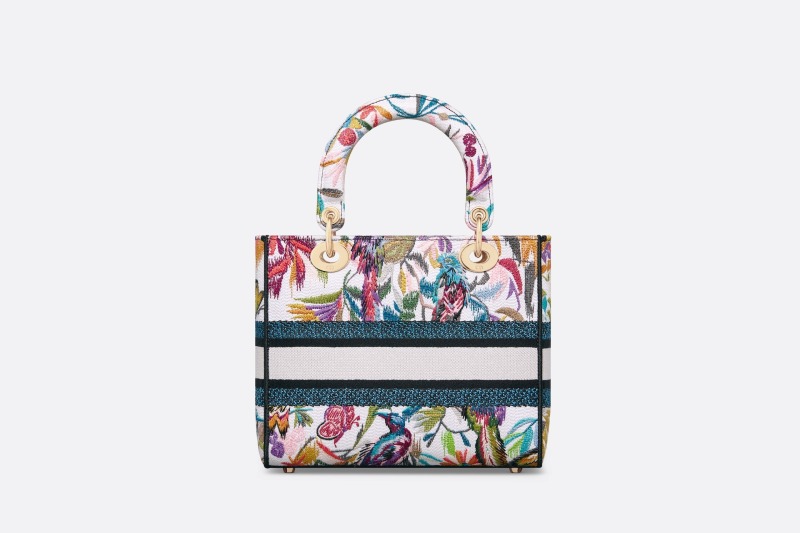 Christian Dior Medium Lady D-Lite Bag White Multicolor For Women M0565OECJ_M933 – 24 Cm/ 9.5 Inches