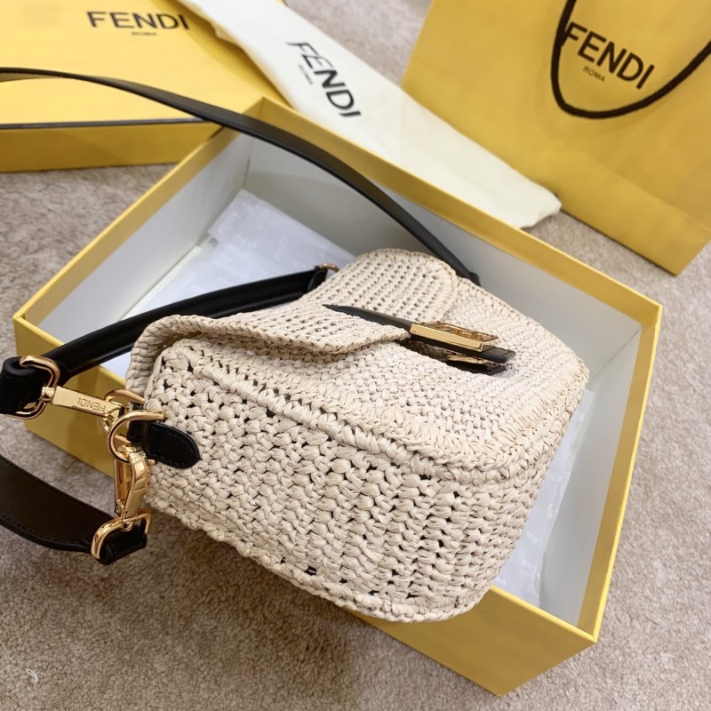 Fendi Baguette Woven Straw Black For Women, Women’s Handbags, Shoulder And Crossbody Bags 10.2in/26cm FF