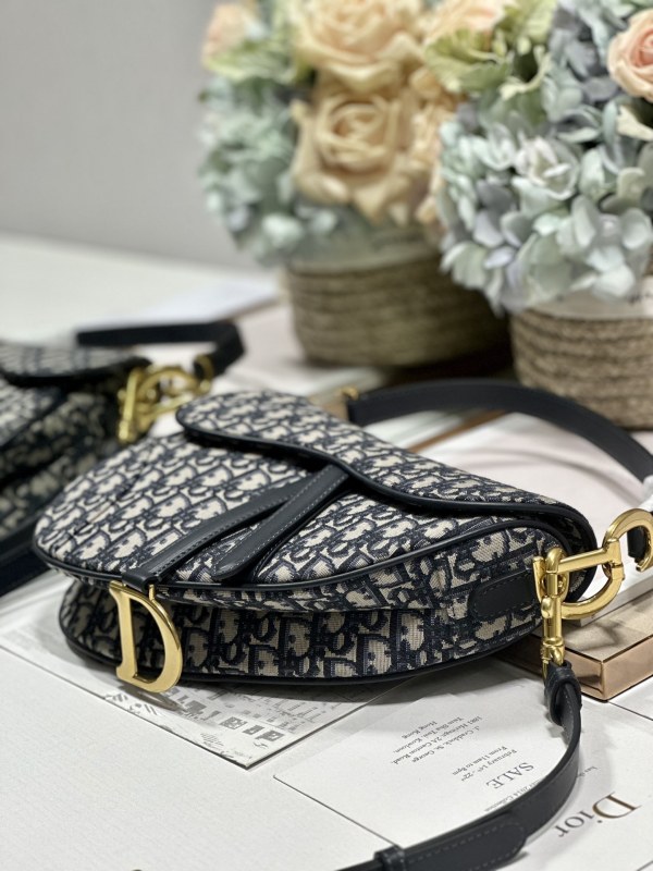 Dior Saddle Bag With Strap Blue Oblique Jacquard For Women 10in/25.5cm M0455CTZQ_M928