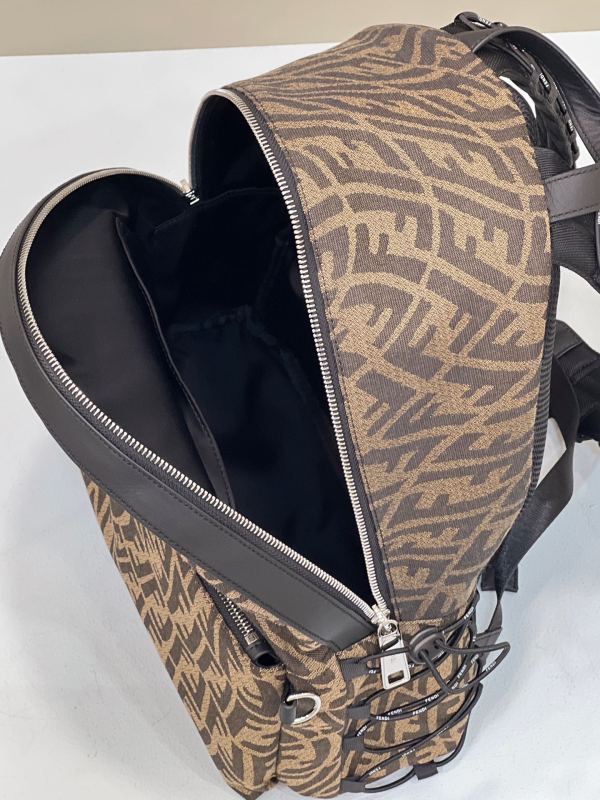 Fendi Backpack In Brown FF Vertigo Fabric Bag For Woman 30cm/12in