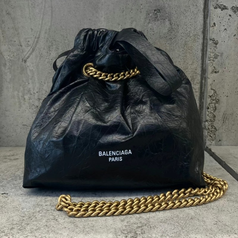 Balenciaga Crush Small Tote Bag Black For Women‎ 10.2in/25.9cm 742942210IT1000