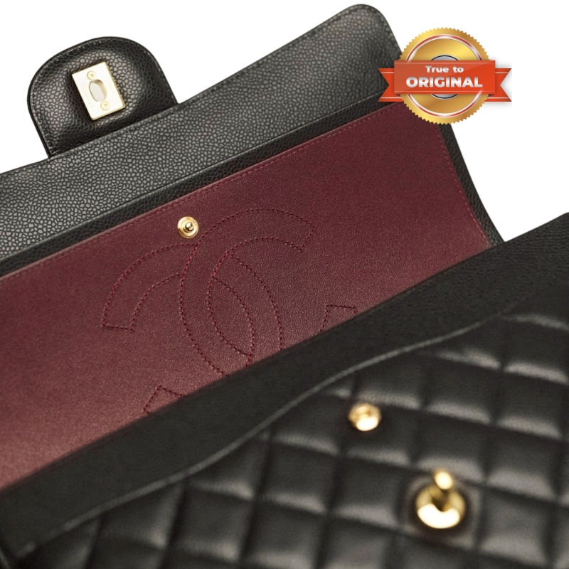 [True-to-ORIGINAL] Chanel Large Classic Handbag Black For Women 30cm/11.7in A58600 Y01864 C3906