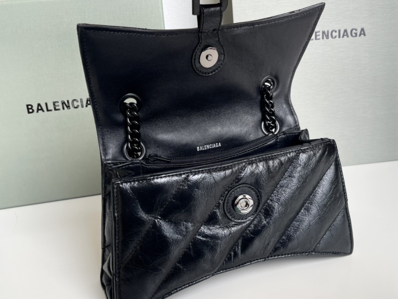 Balenciaga Crush Small Chain Bag Quilted In Black For Women 9.8in/25cm 716351210IY1000
