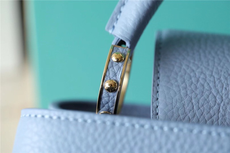 Louis Vuitton Capucines MM Taurillon Light Blue/ Beige For Women, Women’s Bags, Shoulder And Crossbody Bags 12.4in/31.5cm LV