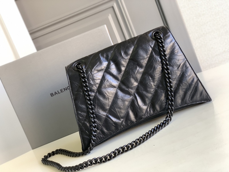 Balenciaga Crush Medium Chain Bag Quilted In Black For Women 12.2in/31cm 716393210IY1000