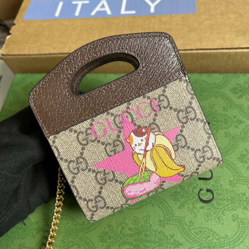 Gucci Bananya Print Top Handle Mini Bag Supreme Canvas Beige For Women‎ 4.9in/12.5cm