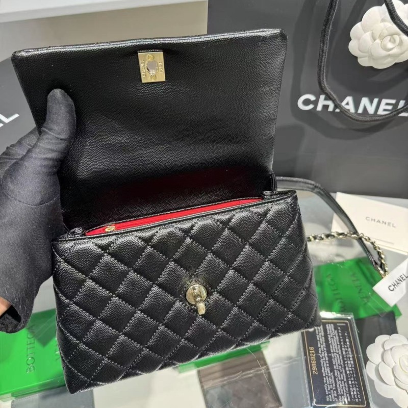 Chanel Medium Flap Bag With Top Handle Black For Women, Women’s Handbags, Shoulder And Crossbody Bags 9in/23cm A92990