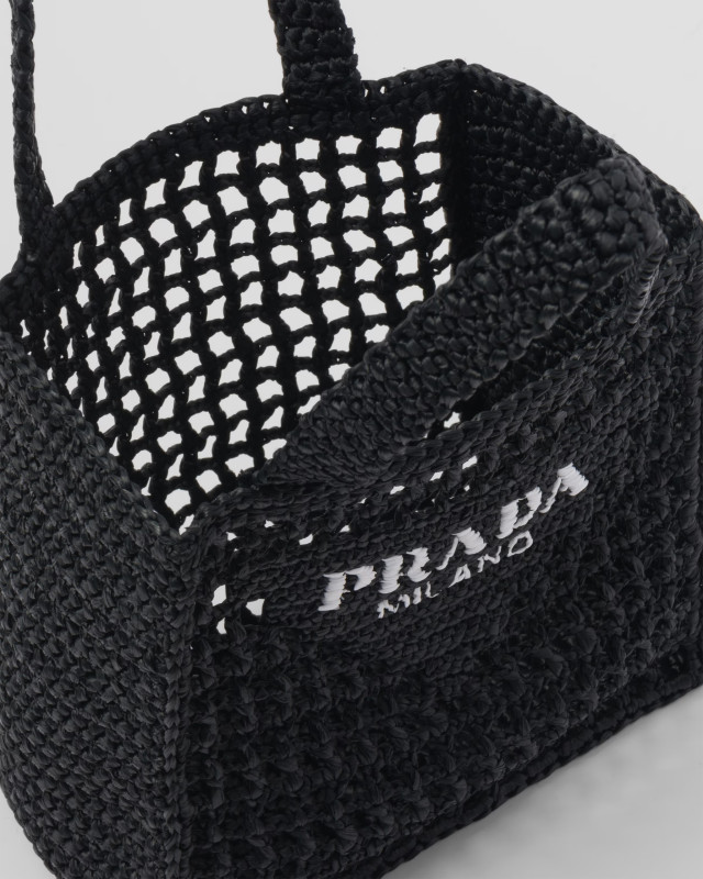 Prada Small Raffia Tote Black For Women 22cm/ 8.7in – 1BG444_2A2T_F0002_V_OOO