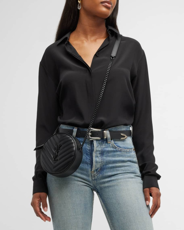 Saint Laurent Vinyle Round Camera Crossbody Bag Black For Women NMS21_V4HJ4