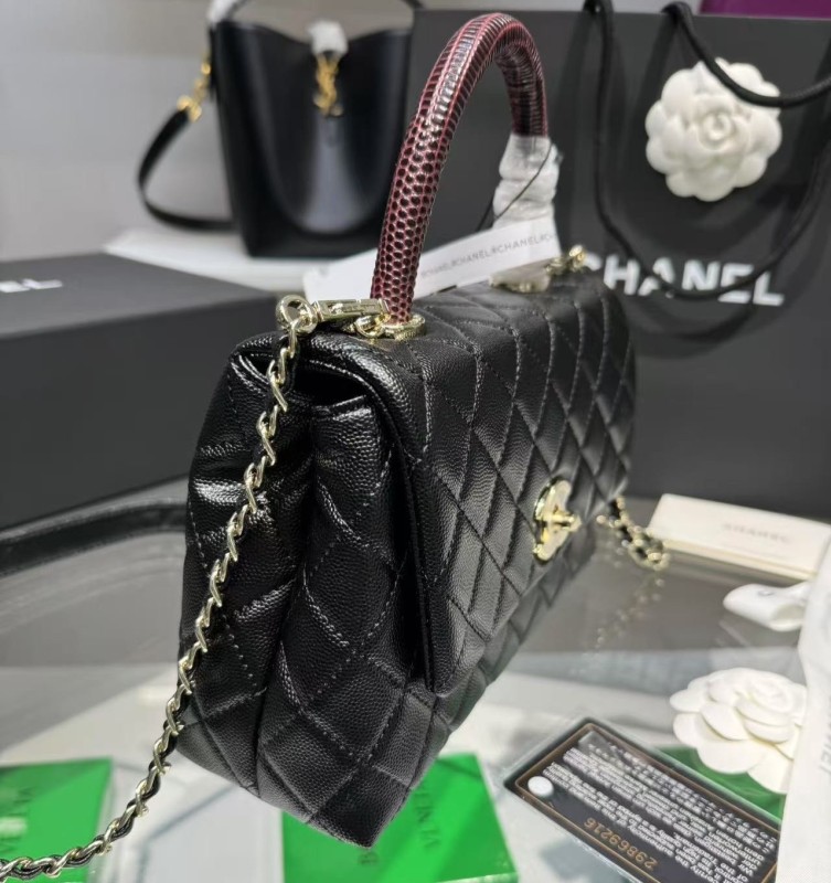 Chanel Medium Flap Bag With Top Handle Black For Women, Women’s Handbags, Shoulder And Crossbody Bags 9in/23cm A92990