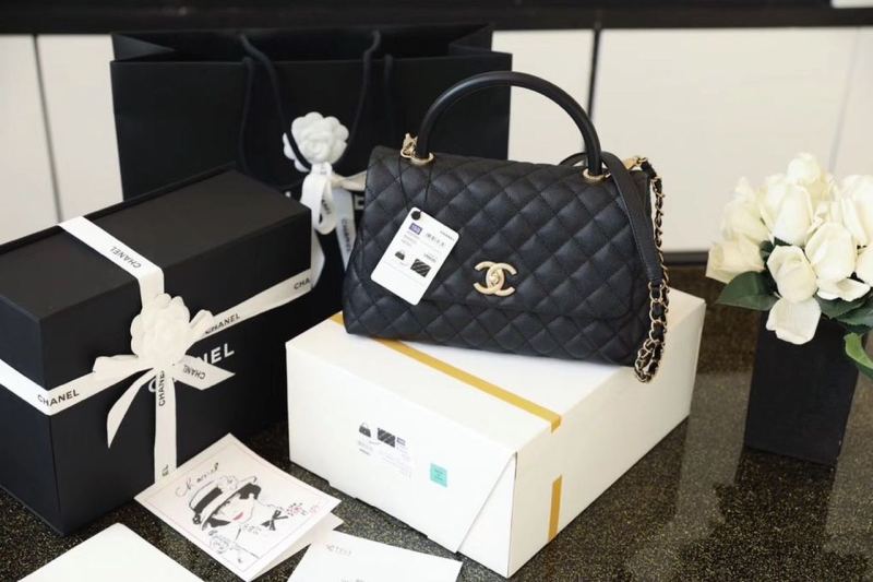 Chanel Large Flap Bag With Top Handle Black For Women, Women’s Handbags, Shoulder And Crossbody Bags 11in/28cm A92991