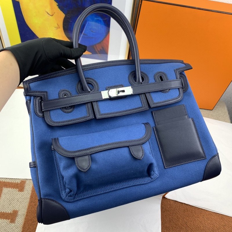 Hermes Birkin Cargo 35 Blue, Silver Toned Hardware Bag For Women, Women’s Handbags, Shoulder Bags 13.8in/35cm