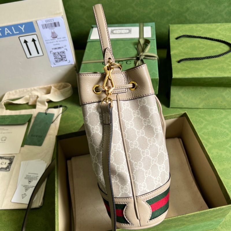 Gucci Ophidia Small GG Bucket Bag White For Women, Women’s Bags 10in/25cm GG ‎