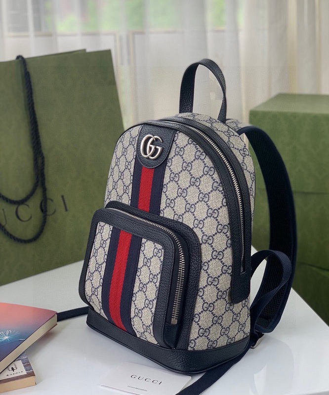 Gucci Ophidia GG Small Backpack Beige And Blue GG Supreme Canvas For Women 11.5in/29cm Beige