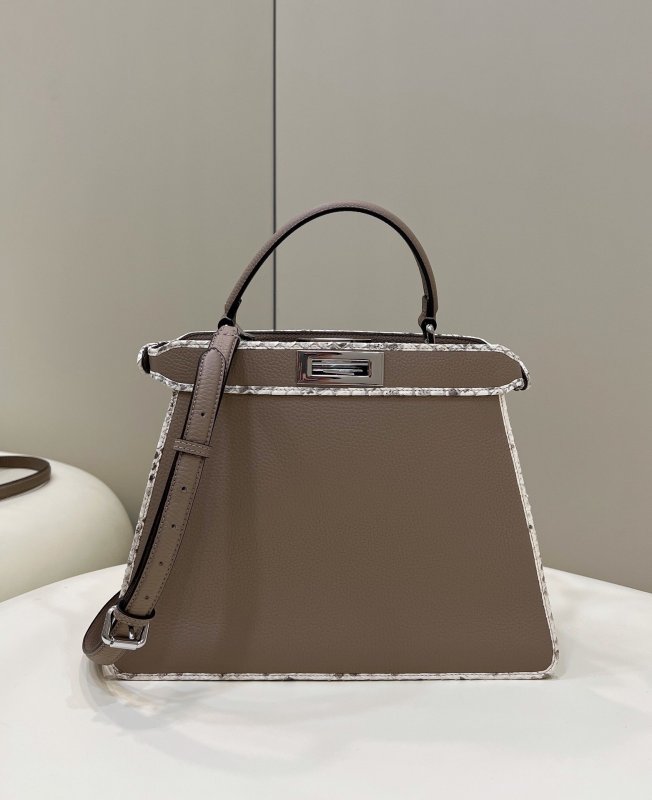 Fendi Peekaboo ISeeU Medium Greige For Women, Women’s Handbags, Shoulder Bag 13.1in/33.5cm FF