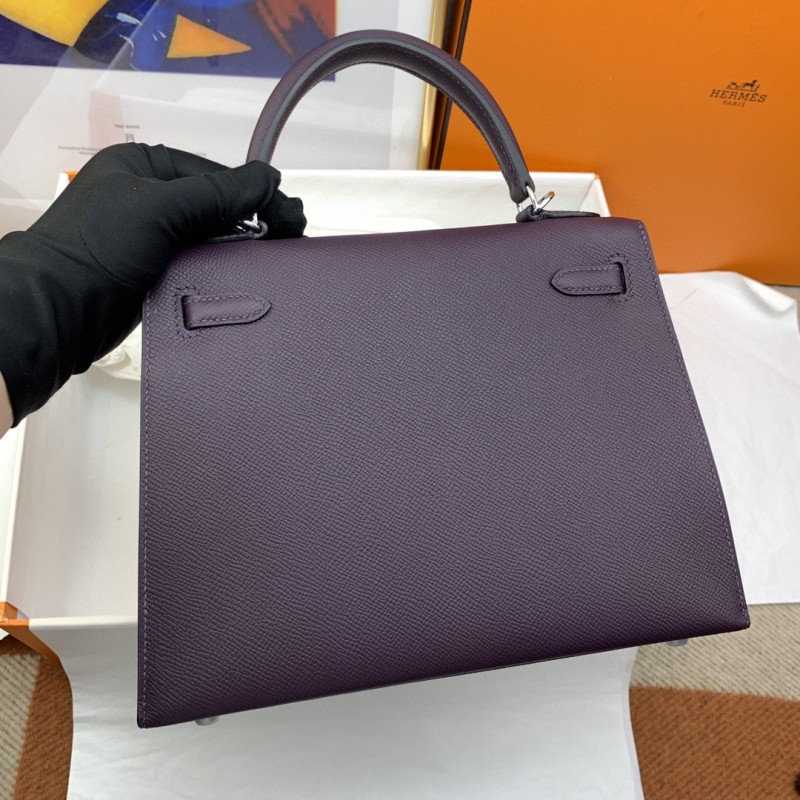 Hermes Kelly 25 Sellier Epsom Dark Purple Bag For Women, Women’s Handbags, Shoulder Bags 10in/25cm