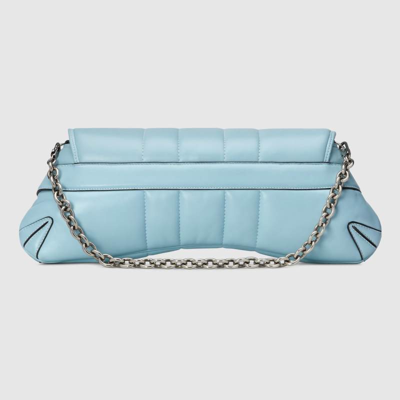 Gucci Horsebit Chain Medium Shoulder Bag Light Blue For Women 15 Inches/ 38 Cm 764255 AACU1 4811