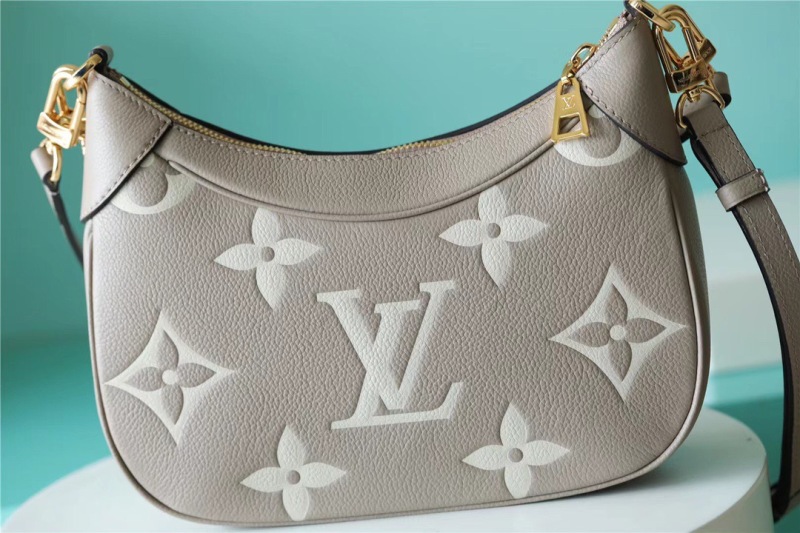 Louis Vuitton Bagatelle Monogram Empreinte Tourterelle Gray / Creme Beige For Women, Women’s Handbags, Shoulder And Crossbody Bags 22cm/8.7in LV M46112