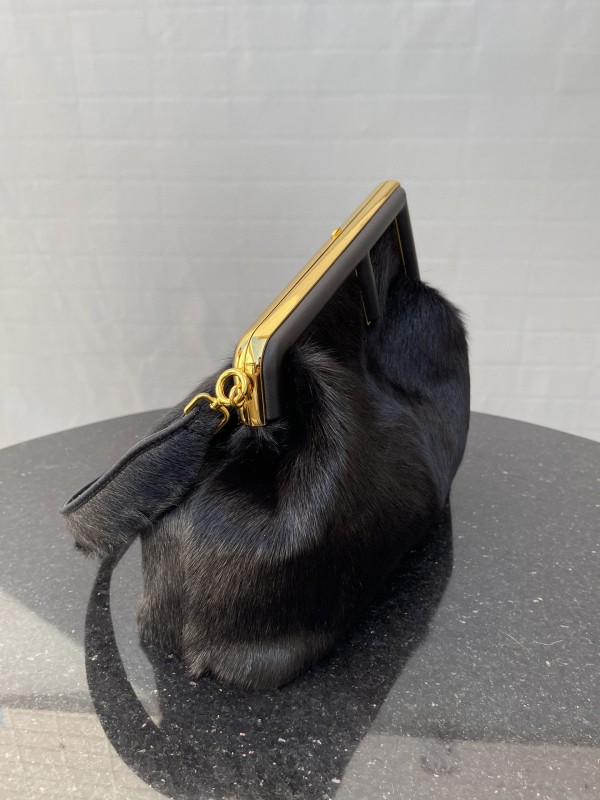 Fendi First Medium Black Fox Fur Bag For Woman 32.5cm/13in