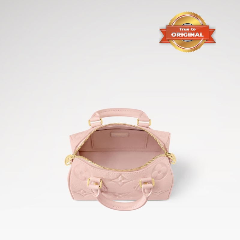 [True-to-ORIGINAL] Louis Vuitton Speedy Bandoulière 20 Monogram Empreinte Opal Pink For Women 20.5cm/8.1in M47136