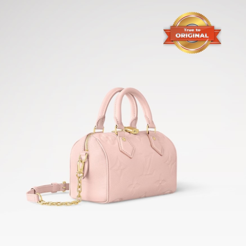 [True-to-ORIGINAL] Louis Vuitton Speedy Bandoulière 20 Monogram Empreinte Opal Pink For Women 20.5cm/8.1in M47136