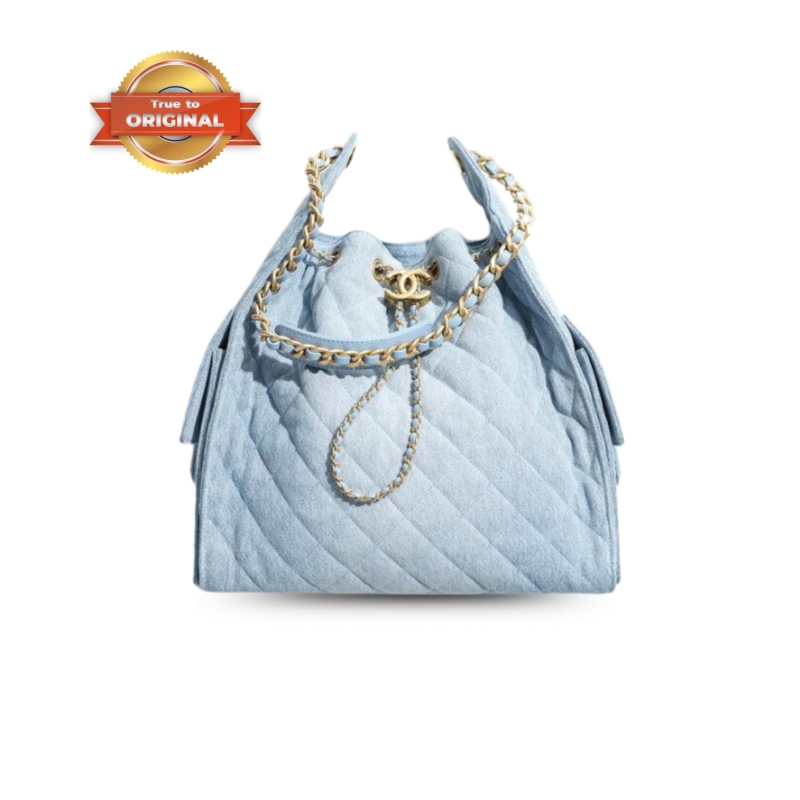 [True-to-ORIGINAL] Chanel 25 Medium Handbag Blue For Women 11.8in/30cm AS5311-B20603-U0475