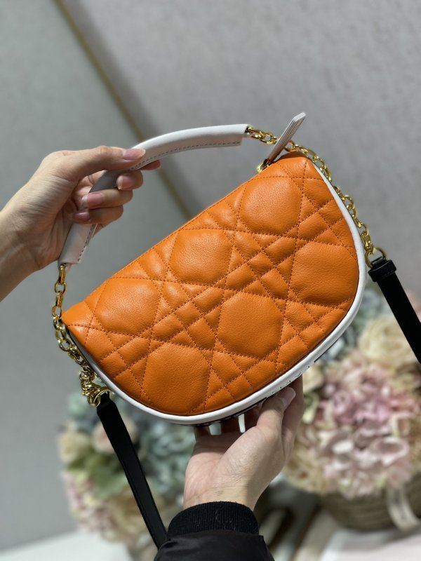 Christian Dior Small Dior Vibe Hobo Bag Fluorescent Orange Macrocannage, Orange, For Women Women’s Handbags, Crossbody Bags, 20cm CD M7200ODDO_M057