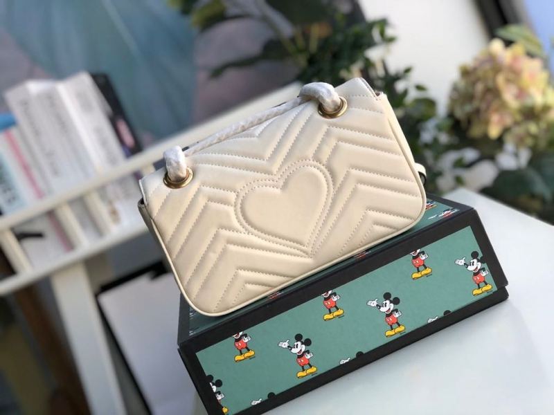 Gucci Marmont Matelassé Mini Bag  White  For Women 8.5in/22cm GG 446744 DTDIT 9022