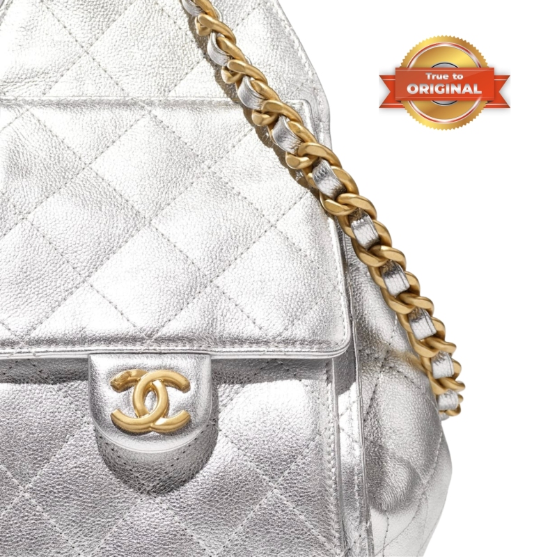 [True-to-ORIGINAL] Chanel 25 Small Handbag Silvery For Women 10.2in/26cm AS5293-B20405-NZV67