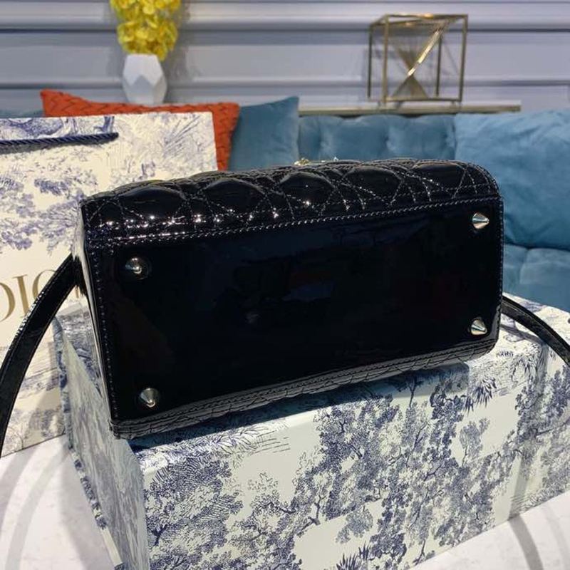 Christian Dior Medium Lady Dior Bag Black Cannage For Women 9.5in/24cm CD M0565OWCB_M900