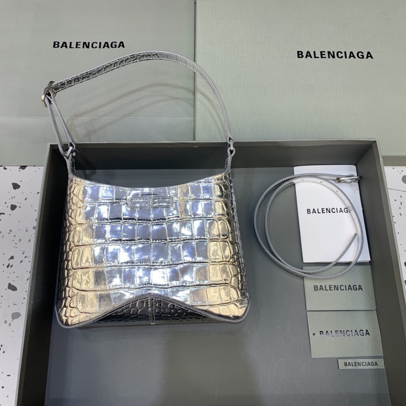 Balenciaga Small Hobo Bag Metalic Sliver Tone For Women 9in/23 cm