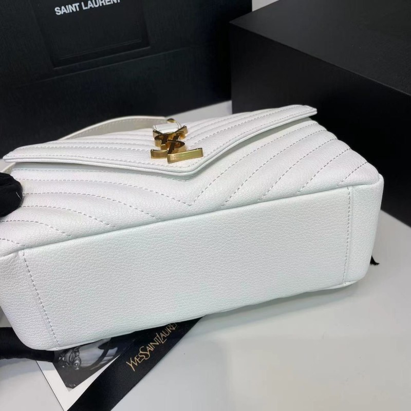Saint Laurent College Medium Chain Bag White Gold Toned Hardware For Women 9.4in/24cm YSL 600279BRM079207