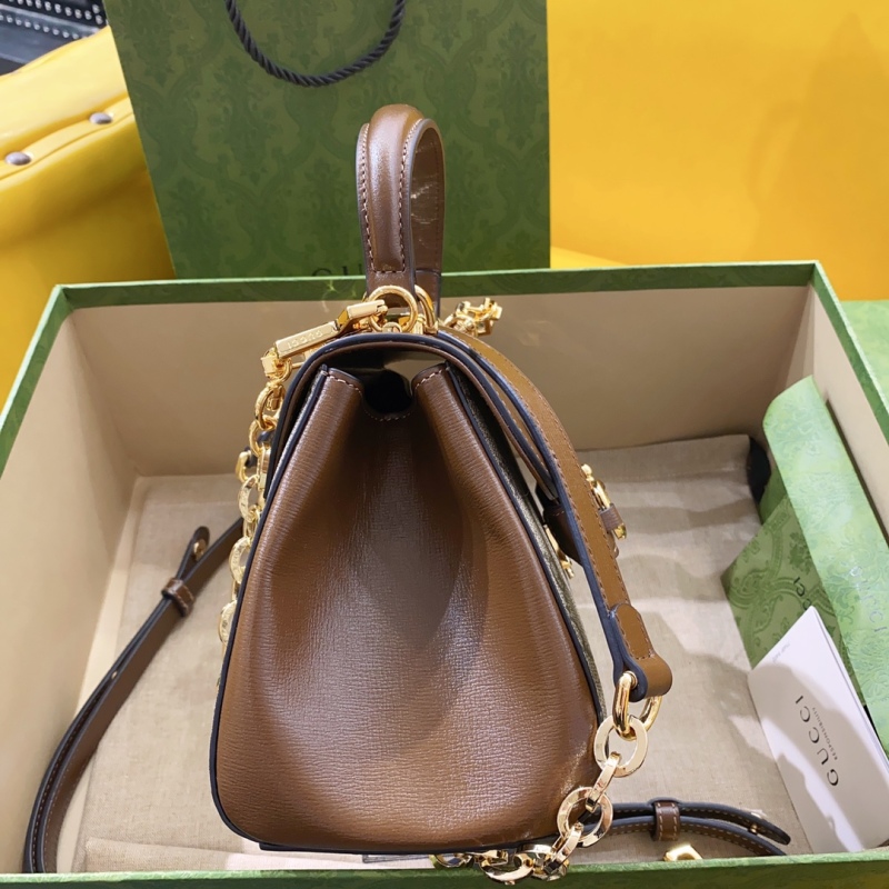 Gucci Horsebit 1955 Mini Bag Brown For Women, Women’s Bags 8.7in/22cm GG ‎703848 9AAAJ 8563