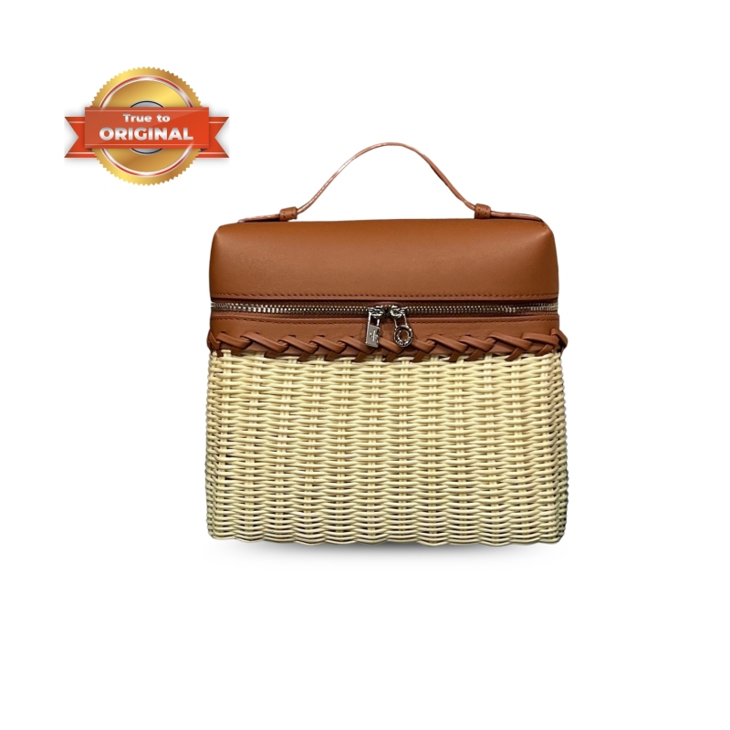 [True-to-ORIGINAL]Loro Piana Extra Pocket L19 North-South Wicker Malt/deep Kummel Bag For Women 6.9 in/17.5 cm FAN5321 B3PK