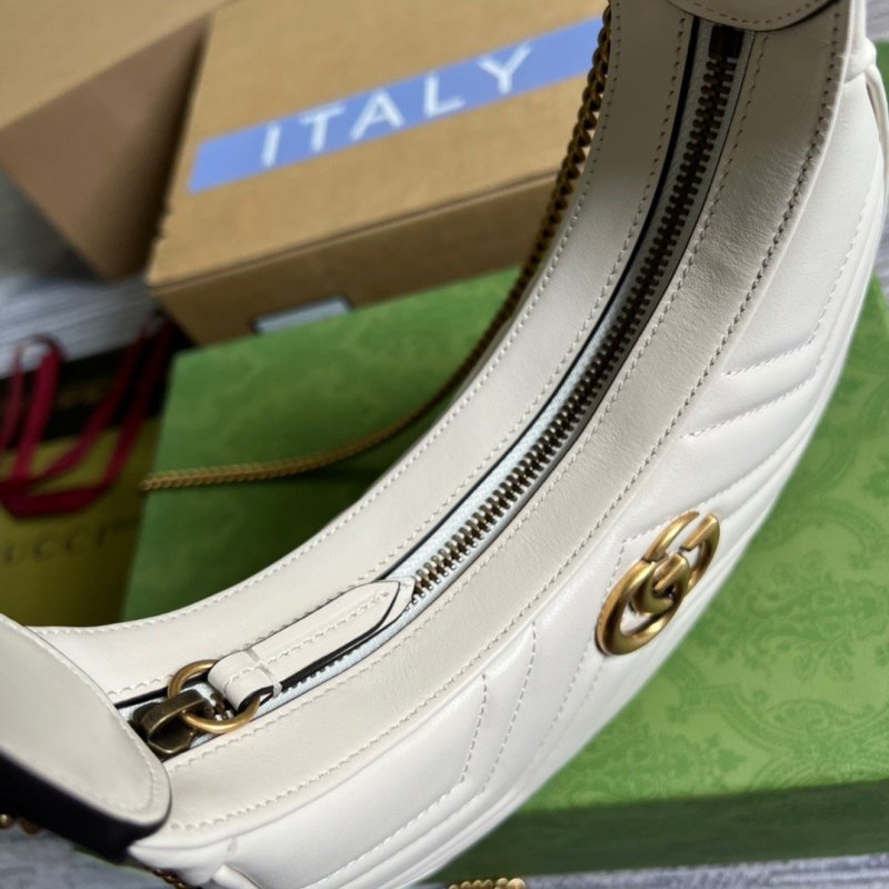 Gucci Marmont Half Moon Shaped Mini Bag White For Women, Women’s Bags 8.5in/22cm GG ‎699514 DTDHT 9022