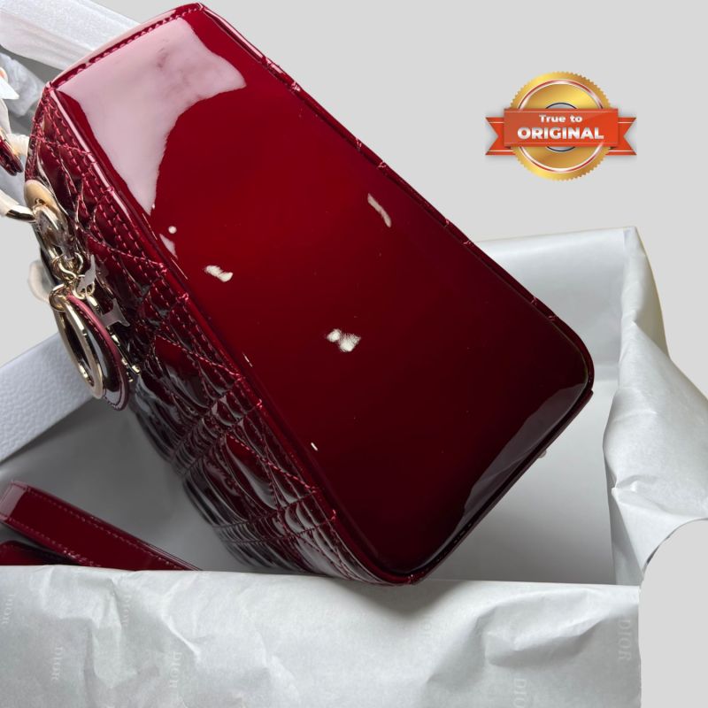 [True-to-ORIGINAL] Christian Dior Lady Dior Medium Bag Burgundy For Women 9.4in/24cm