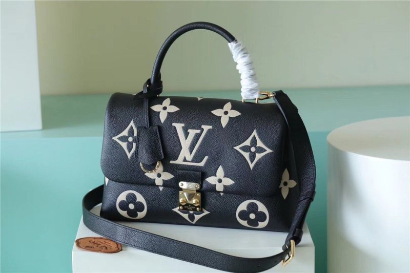 Louis Vuitton Madeleine MM Monogram Empreinte Black / Beige For Women, Women’s Handbags, Shoulder and Crossbody Bags 11.8in/30cm LV