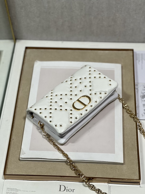 Dior Caro Macrocannage Pouch Black/White For Women 7.5in/19.5cm S5135BNHH_M900