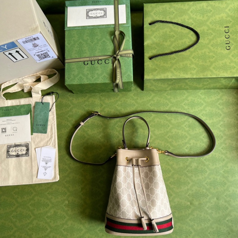 Gucci Ophidia Small GG Bucket Bag White For Women, Women’s Bags 10in/25cm GG ‎