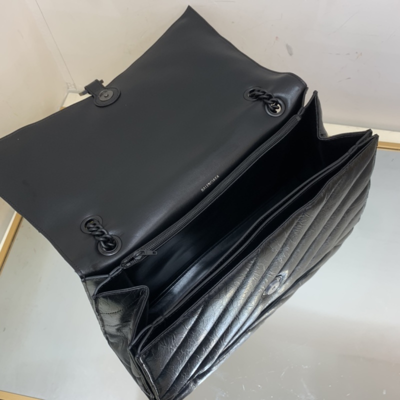 Balenciaga Crush Large Chain Bag Quilted In Black For Women 15.7in/ 40cm