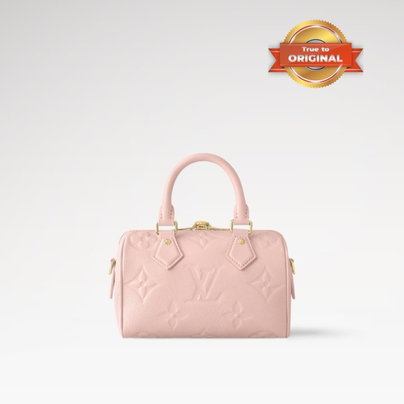 [True-to-ORIGINAL] Louis Vuitton Speedy Bandoulière 20 Monogram Empreinte Opal Pink For Women 20.5cm/8.1in M47136