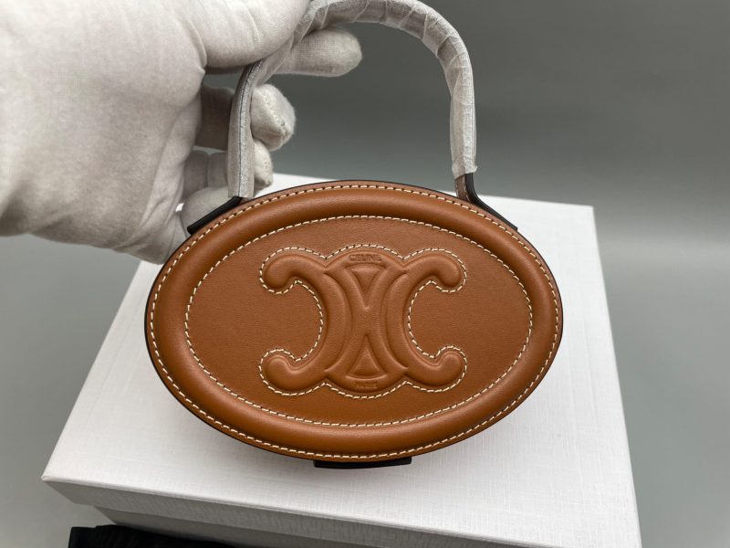 [True-to-ORIGINAL] Celine Oval Minaudiere Cuir Triomphe Brown For Women 6in/11.5cm – 198613DU6.04LU