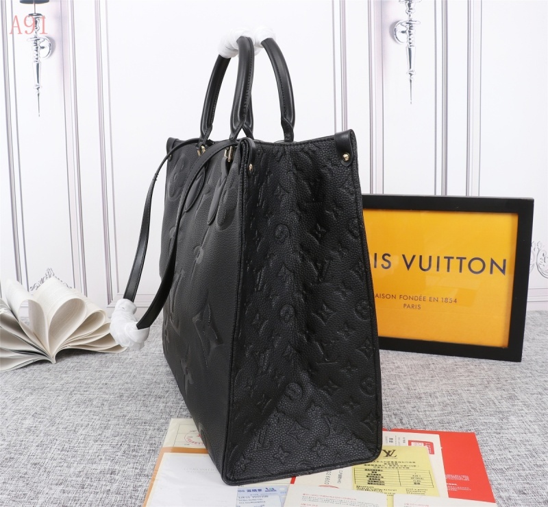 Louis Vuitton Onthego MM Monogram Empreinte Tote Bag Black For Women 35cm LV M45595