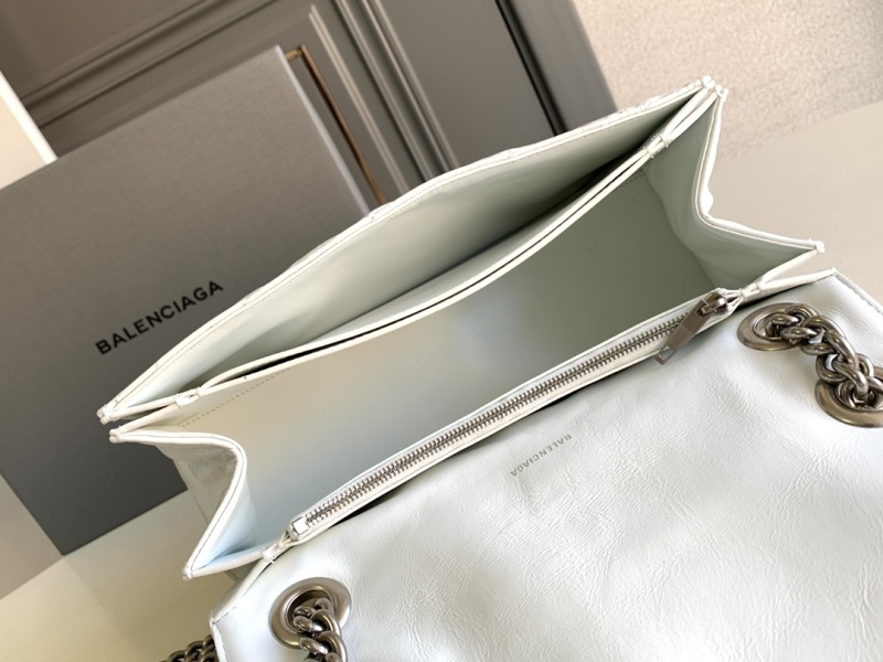 Balenciaga Crush Medium Chain Bag Quilted In Optic White For Women 12.2in/31cm 716393210J09001