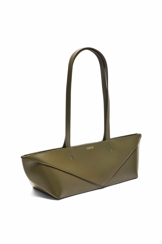 Loewe Cropped Puzzle Fold Dark Khaki Green Bag For Women A779PTEX01- 39 Cm/ 15.4 Inches
