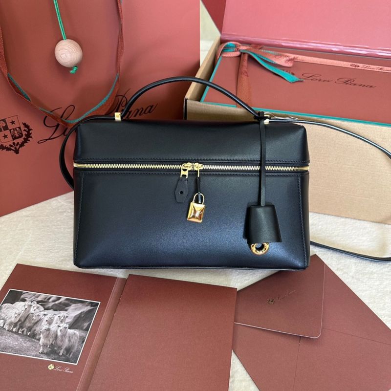[True-to-ORIGINAL]Loro Piana Extra Bag L27 Black For Women 10.6 in/ 27 cm FAN3462 8000