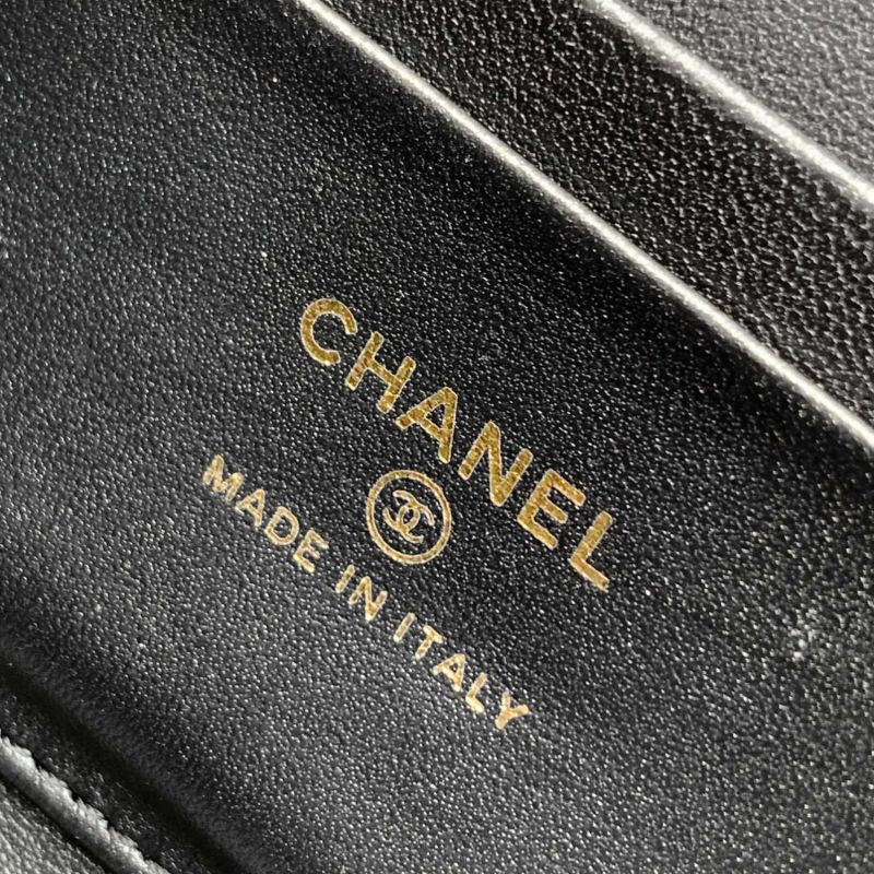 [True-to-ORIGINAL] Chanel Flap Phone Holder With Chain Black For Women 18cm/7.1in