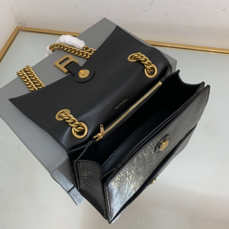 Balenciaga Crush Small Chain Bag In Black For Women 9.8in/ 25cm 716351210IT1000