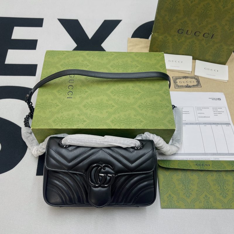 Gucci Marmont Matelasse Mini Bag Black For Women, Women’s Bags 8.5in/22cm GG
