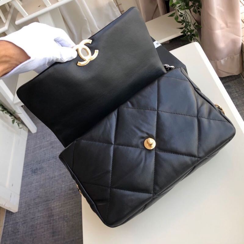 Chanel 19 HandBag Black For Women 11.8in/30cm